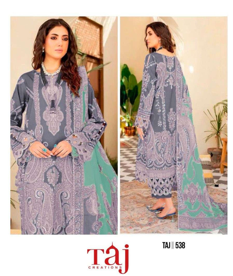 Taj Creations Design No 537 538 Cotton Print Heavy Embroidery Fancy Salwar Kameez