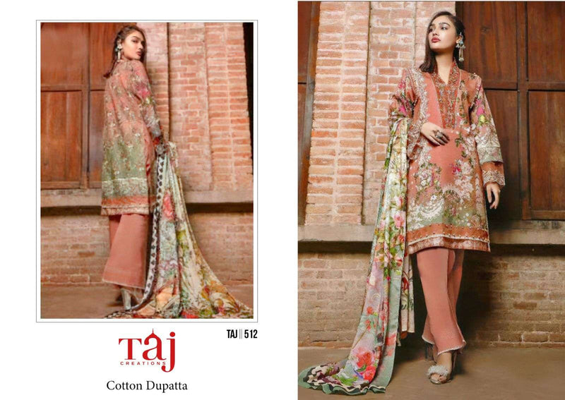 Taj Creations Design No 512 514 Cotton Print Heavy Embroidery Fancy Salwar Kameez