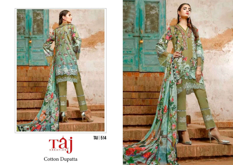 Taj Creations Design No 512 514 Cotton Print Heavy Embroidery Fancy Salwar Kameez