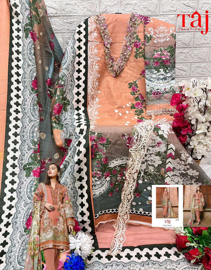 Taj Creations Design No 512 514 Cotton Print Heavy Embroidery Fancy Salwar Kameez