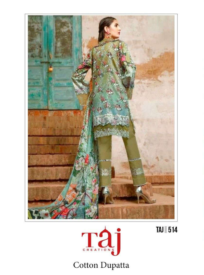 Taj Creations Design No 512 514 Cotton Print Heavy Embroidery Fancy Salwar Kameez