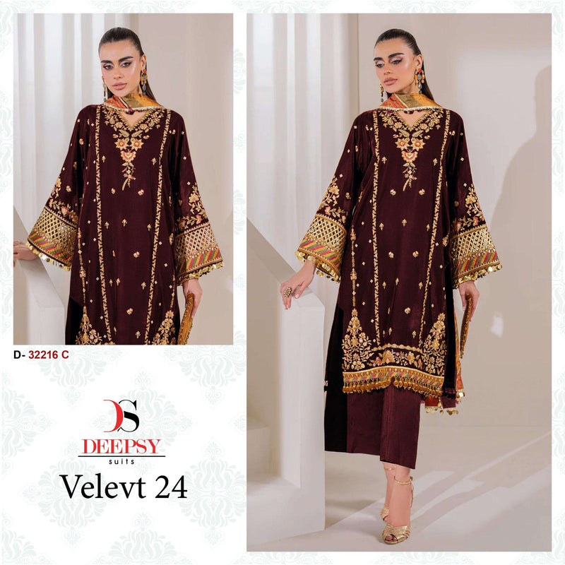 Deepsy Suits D 32216 Velvet Heavy Embroidered Pakistani Suit