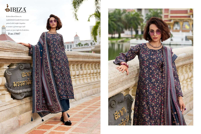 Ibiza Ajrakh Story Viscose  Musline Digital Print Embroidery Work Designer Suit