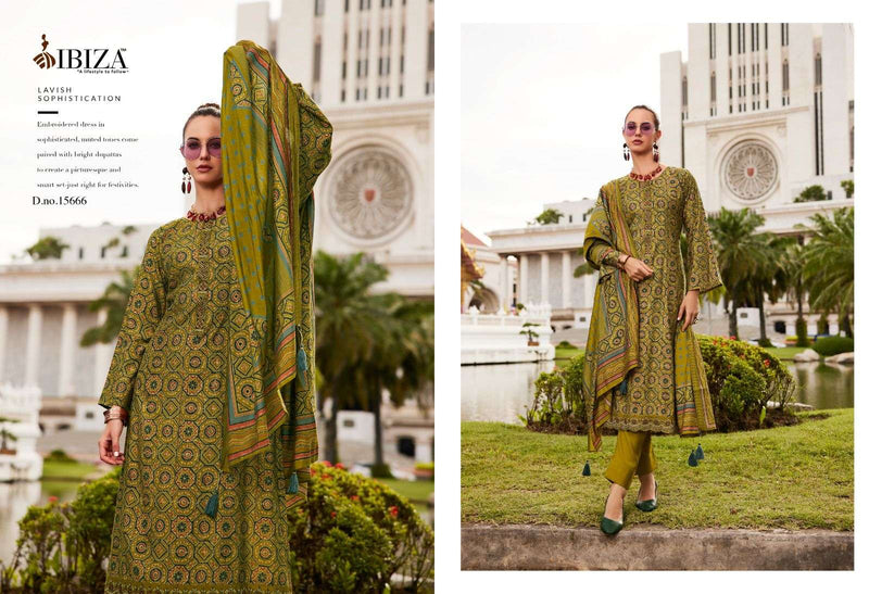 Ibiza Ajrakh Story Viscose  Musline Digital Print Embroidery Work Designer Suit