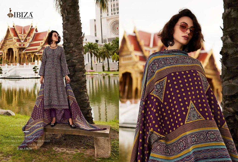 Ibiza Ajrakh Story Viscose  Musline Digital Print Embroidery Work Designer Suit