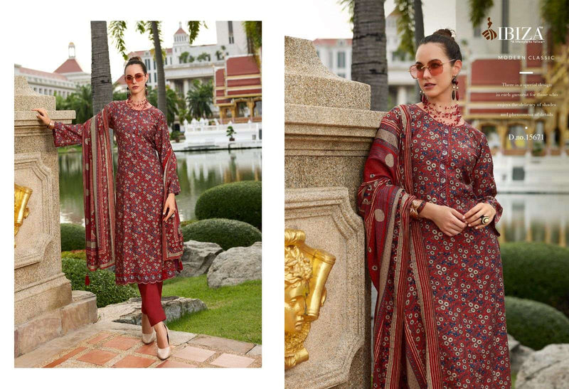 Ibiza Ajrakh Story Viscose  Musline Digital Print Embroidery Work Designer Suit