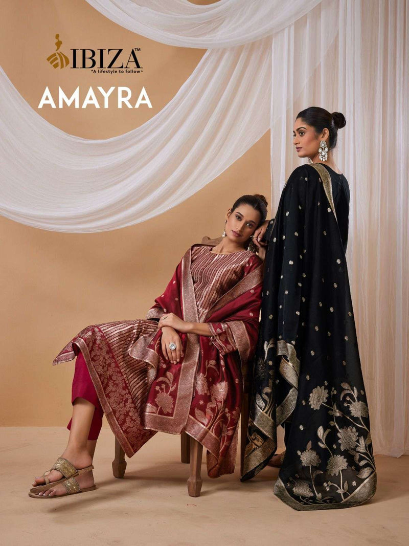 Ibiza Amayra Silk Jacquard With Handwork Designer Unstitched Salwar Suit