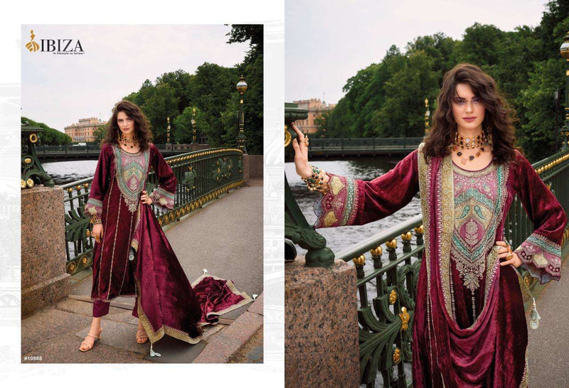 Ibiza Arasik Viscose Velvet Embroidery Work Designer Wedding Wear Suit