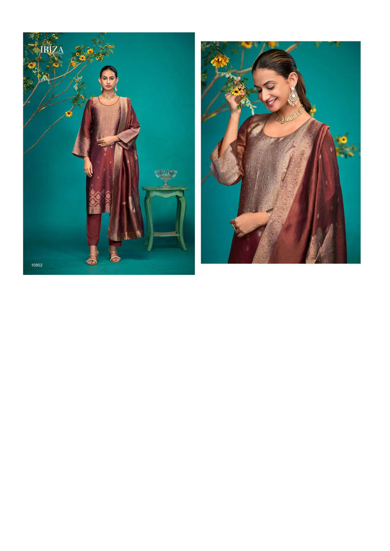 Ibiza Kaira Silk Jacquard Handwork Designer Party Wear Salwar Suit