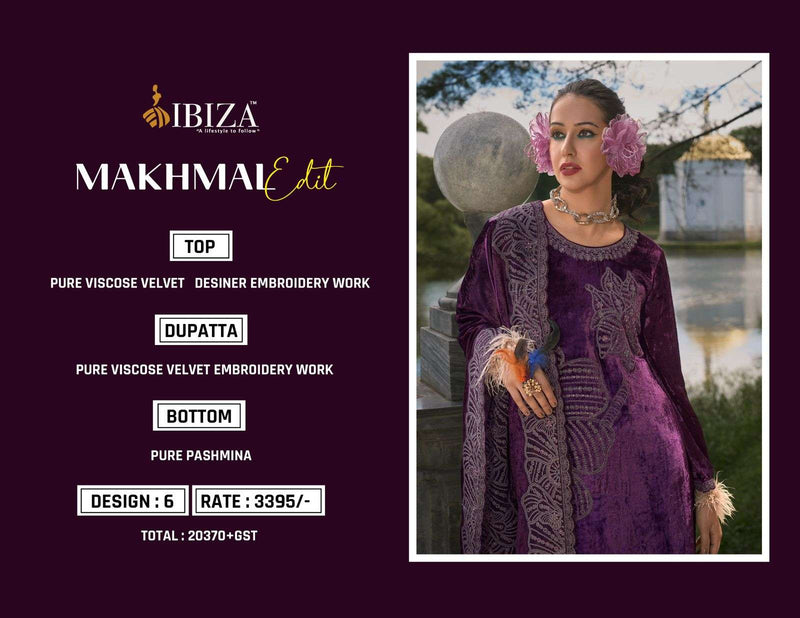 Ibiza Makhmal Edit Viscose Velvet Embroidery Work Party Wear Suit