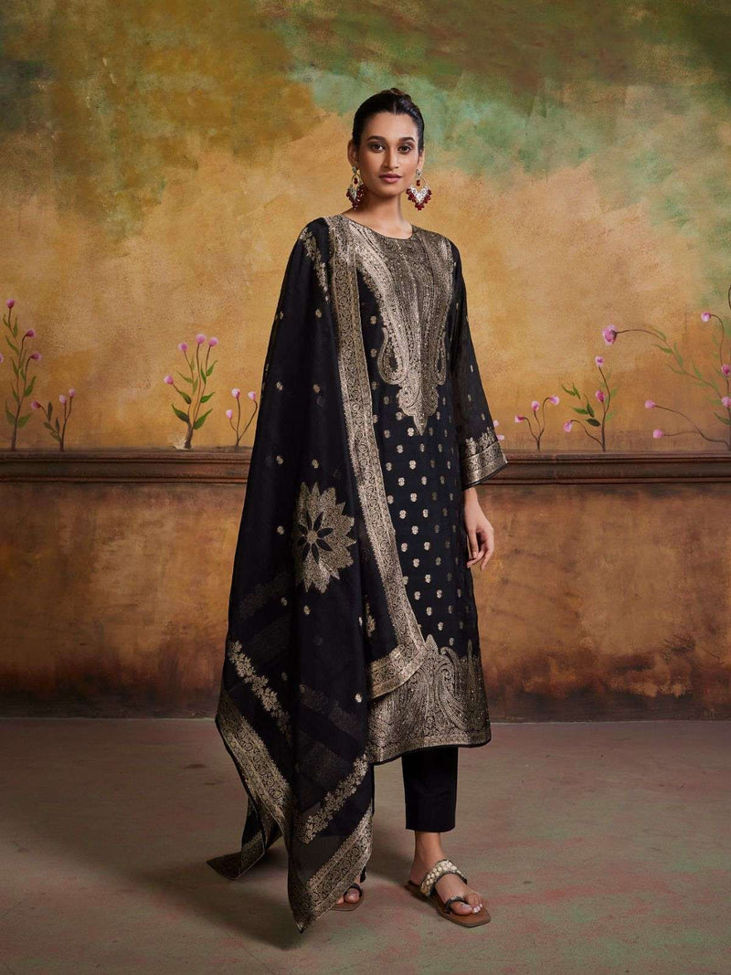 Ibiza Mayra Pure Banglory Silk Jacquard With Handwork Heavy Unstitched Salwar Suit