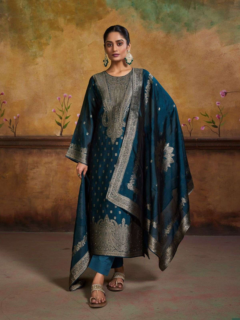 Ibiza Mayra Pure Banglory Silk Jacquard With Handwork Heavy Unstitched Salwar Suit