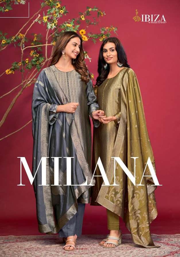 Ibiza Milana Silk Jacquard Handwork Designer Salwar Suit