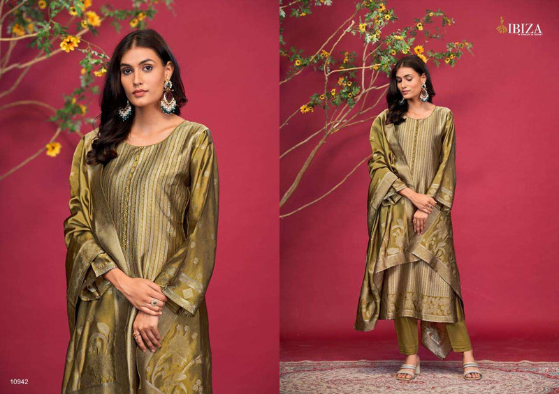 Ibiza Milana Silk Jacquard Handwork Designer Salwar Suit