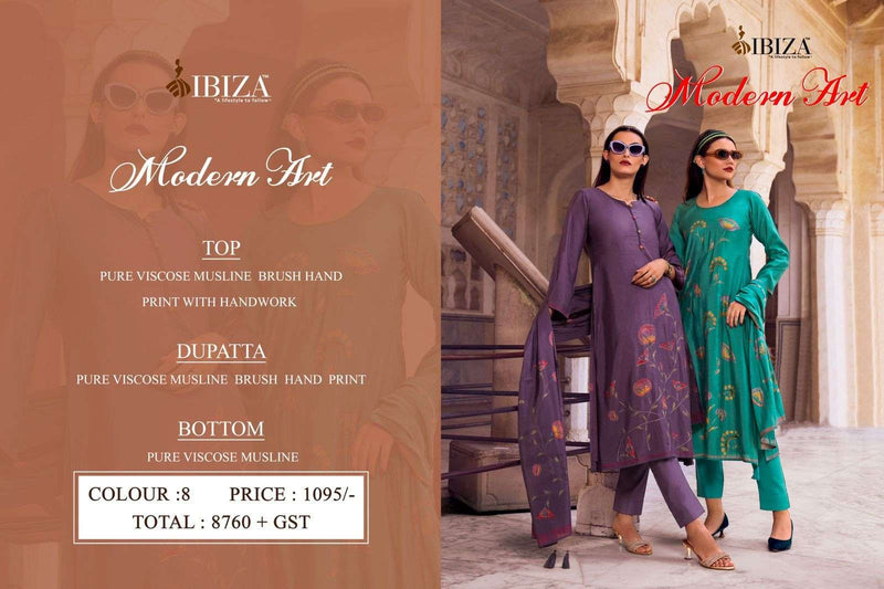 Ibiza Modern Art Viscose Musline Handwork Fancy Salwar Suit