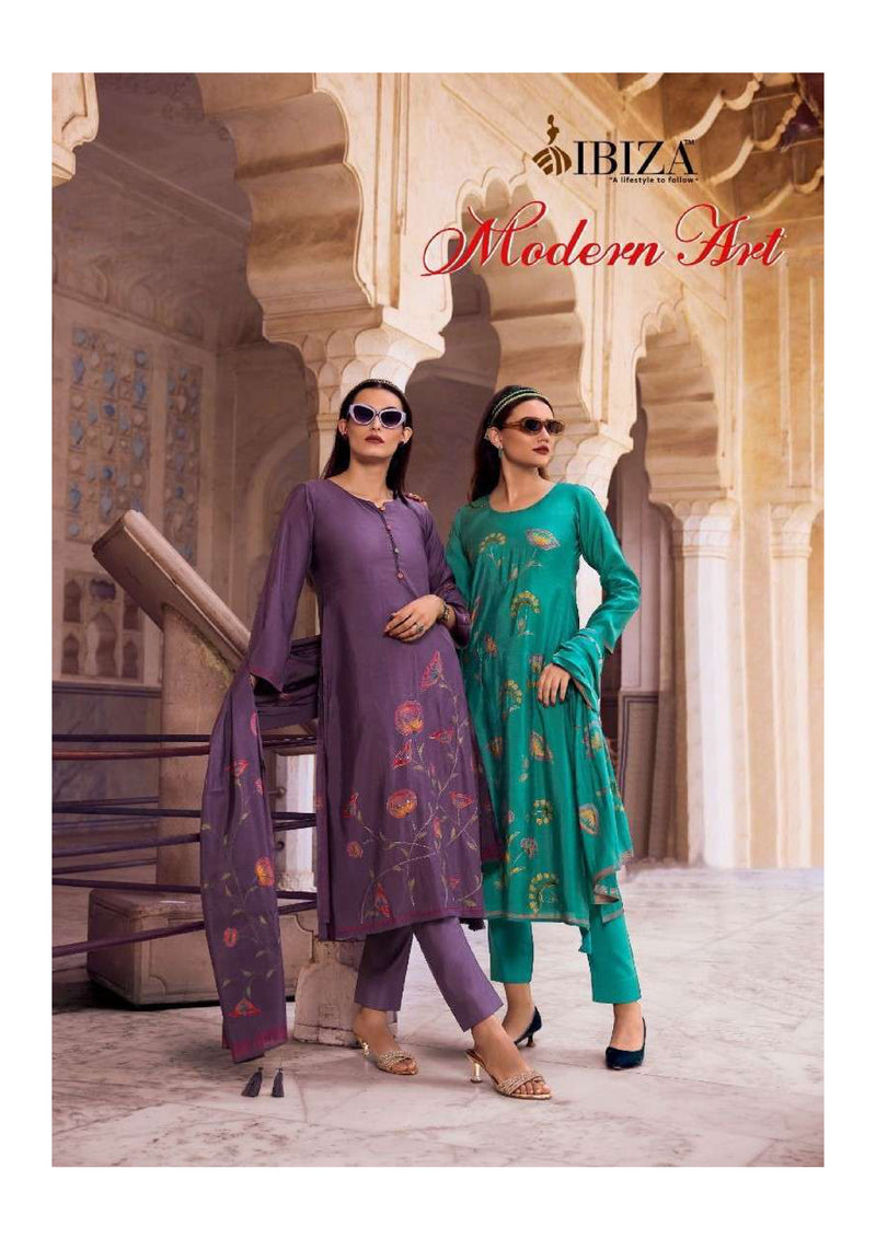 Ibiza Morden Art Viscose Muslin Brush Hand Print Stylish Salwar Kameez