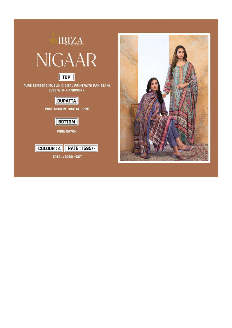 Ibiza Nigaar Bemberg Muslin Digital Print Pakistani Style Salwar Suit