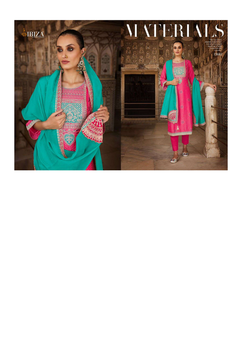 Ibiza Rubai A Bandhani Edit Bambarg Russian Silk Embroidery Work Wedding Wear Suit Collection