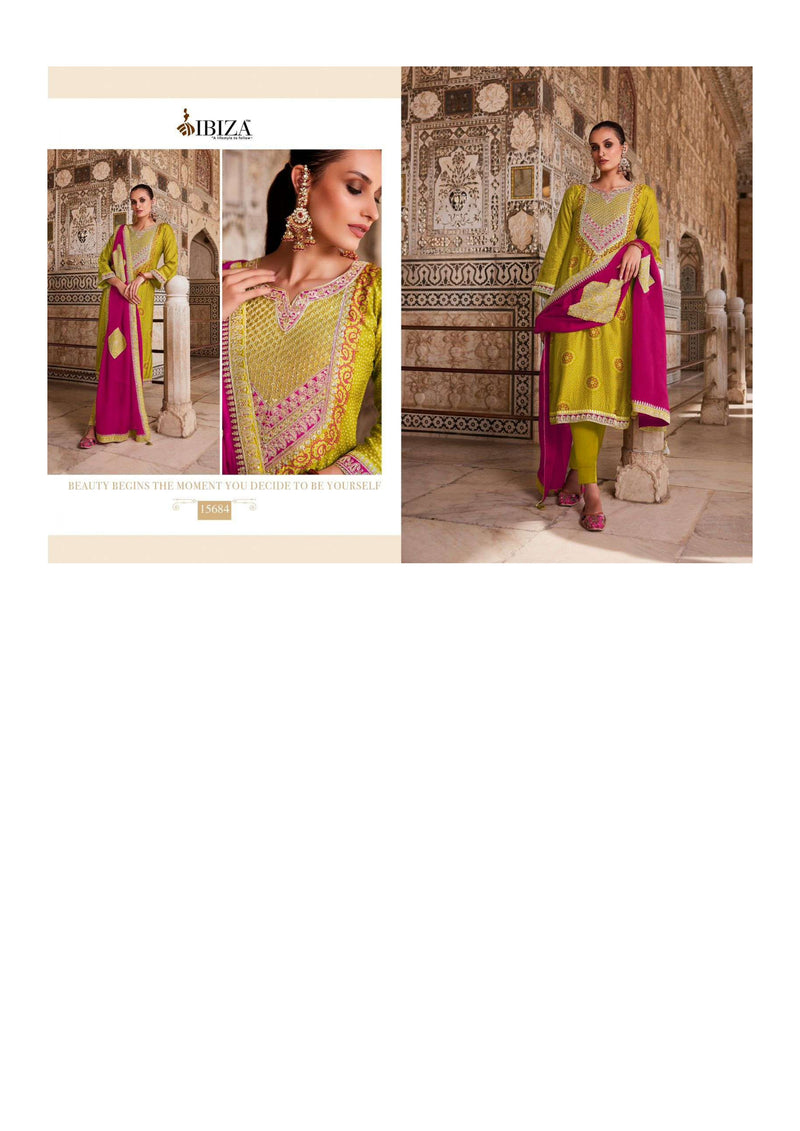 Ibiza Rubai A Bandhani Edit Bambarg Russian Silk Embroidery Work Wedding Wear Suit Collection