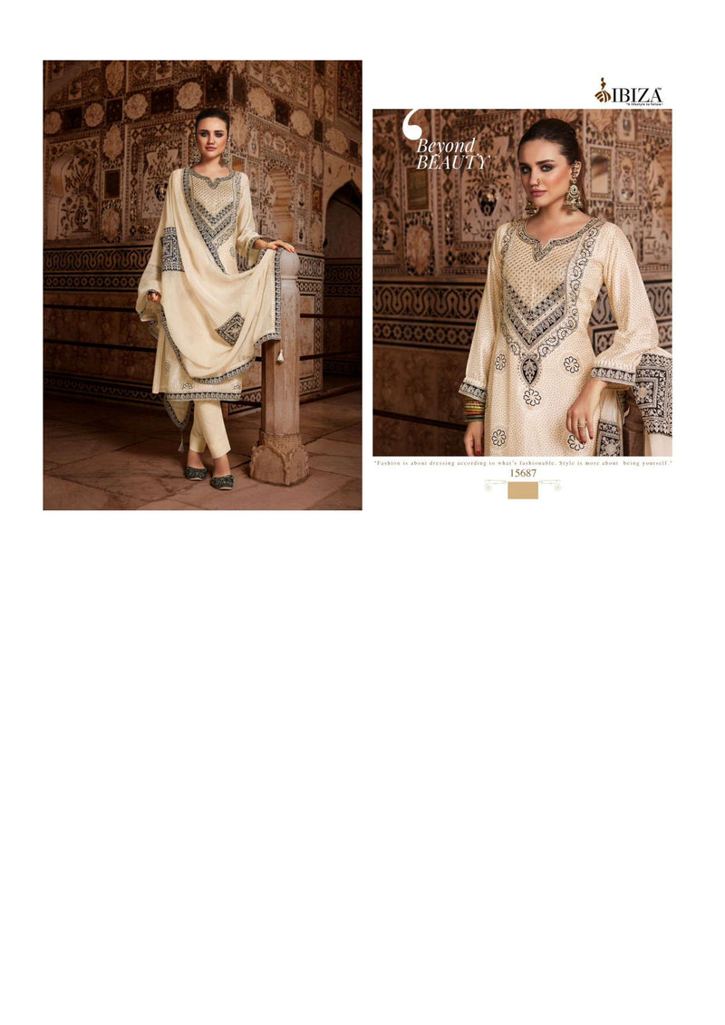 Ibiza Rubai A Bandhani Edit Bambarg Russian Silk Embroidery Work Wedding Wear Suit Collection