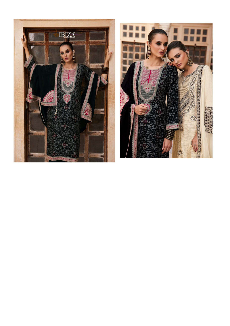 Ibiza Rubai A Bandhani Edit Bambarg Russian Silk Embroidery Work Wedding Wear Suit Collection