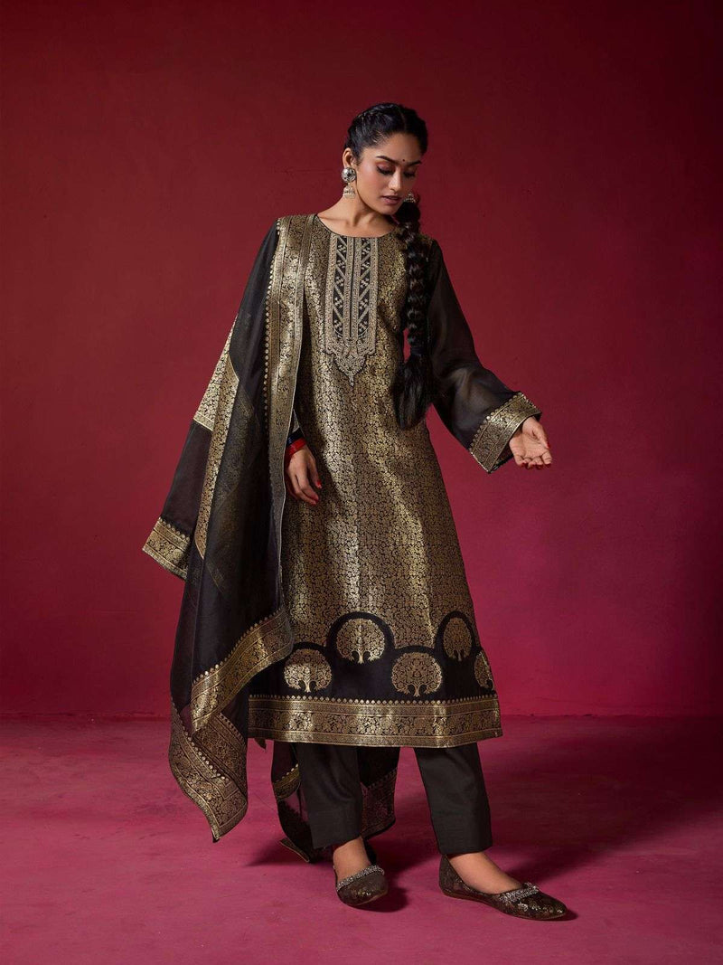 Ibiza Sakhi Silk Jacquard Embroidery Work Party Wear Salwar Suit