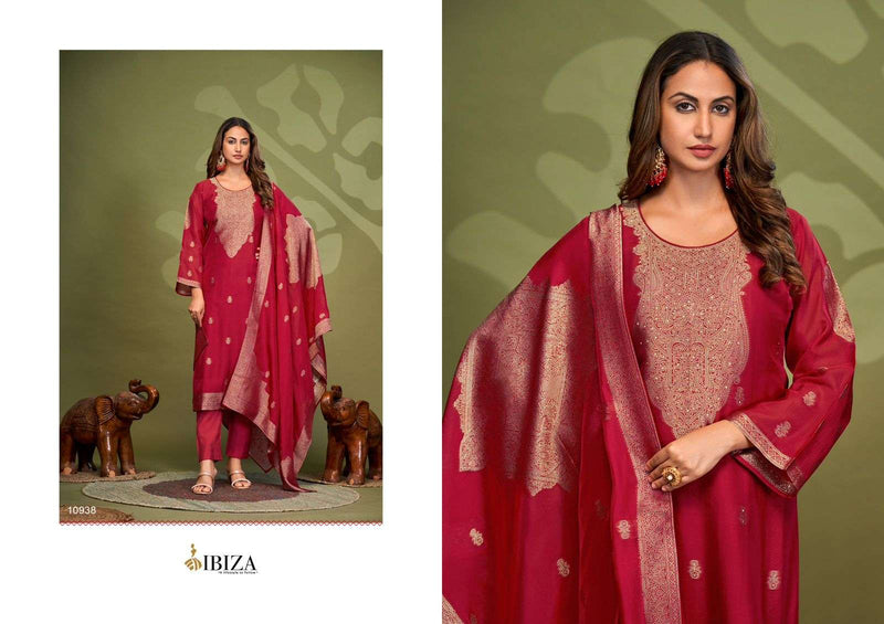 Ibiza Shazain Silk Jacquard Handwork Heavy Designer Party Wear Salwar Suit