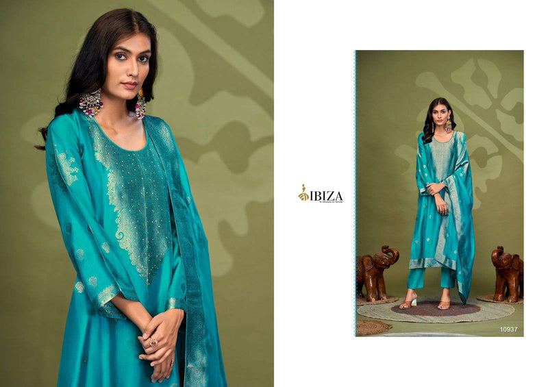 Ibiza Shazain Silk Jacquard Handwork Heavy Designer Party Wear Salwar Suit