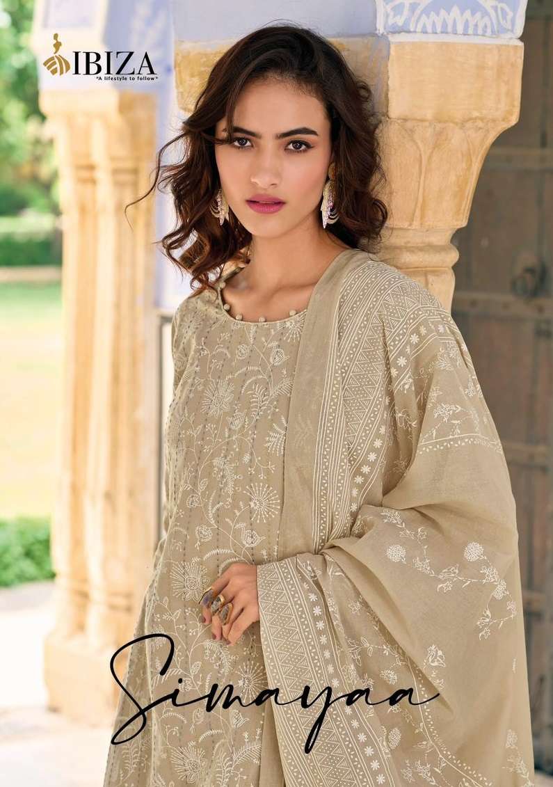 Ibiza Simayaa Lawn Cotton Fancy  Embroidery Work Designer Suit