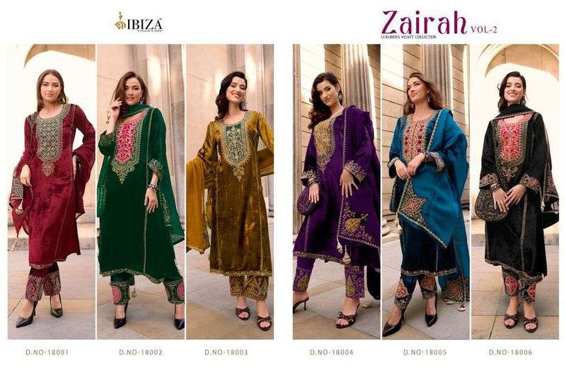 Ibiza Zairah Vol 2 Viscose Velvet Embroidery Work Fancy Party Wear Suit