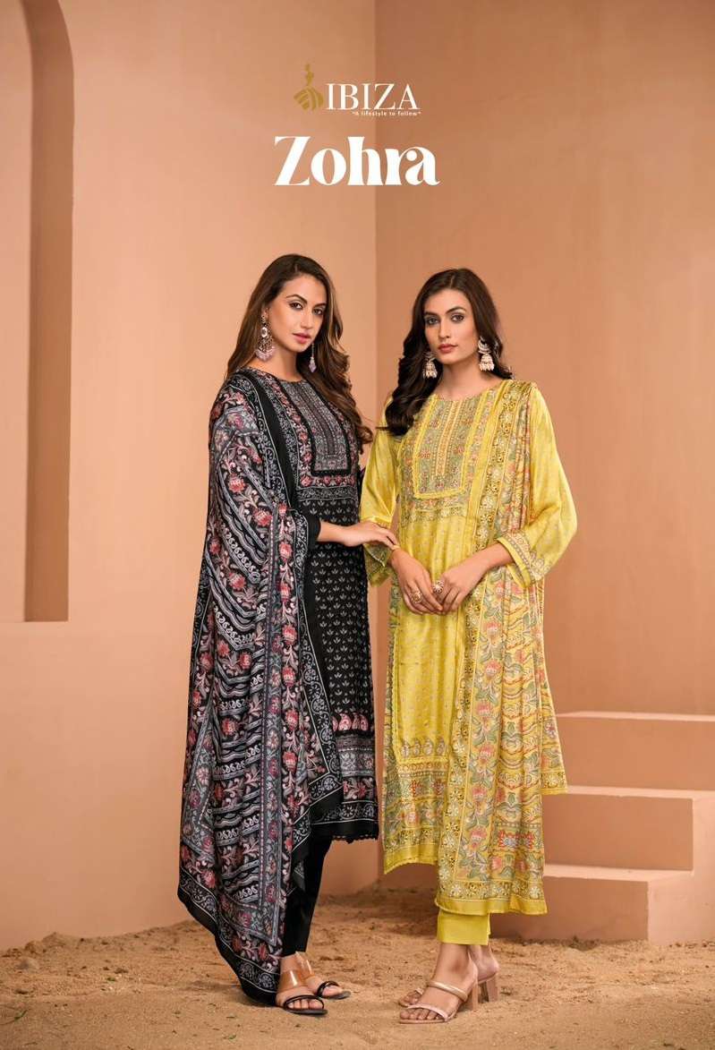 Ibiza Zohra Muslin Digital Print Pakistani Less Handwork Designer Salwar Suit