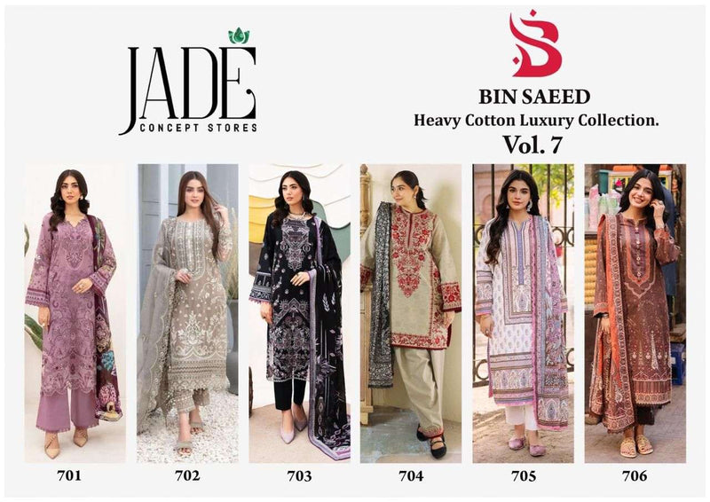 Jade Bin Saeed Heavy Cotton Luxury Collection Vol 7 Heavy Lawn Cotton Unstitched Salwar Suit