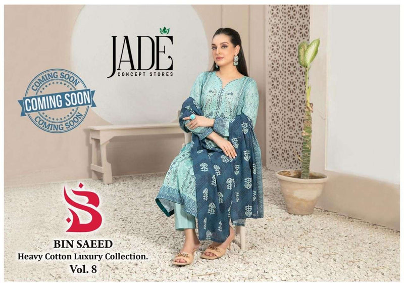 Jade Bin Saeed Heavy Cotton Luxury Collection Vol 8 Lawn Cotton Fancy Salwar Suit