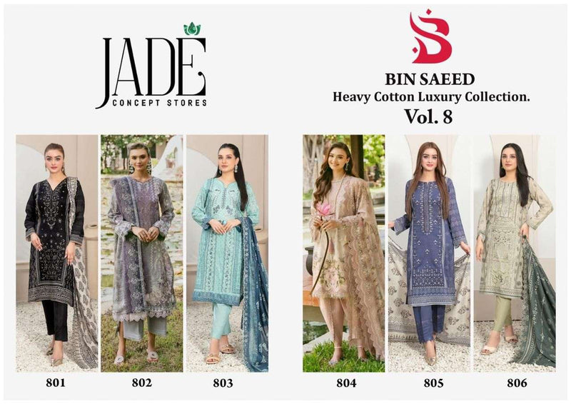 Jade Bin Saeed Heavy Cotton Luxury Collection Vol 8 Lawn Cotton Fancy Salwar Suit