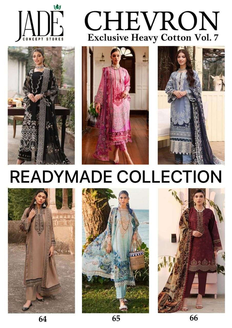 Jade Chevron Exclusive Heavy Cotton Vol 7 Ready Made Collection Lawn Cotton Daily Wear Readymade Salwar Suit