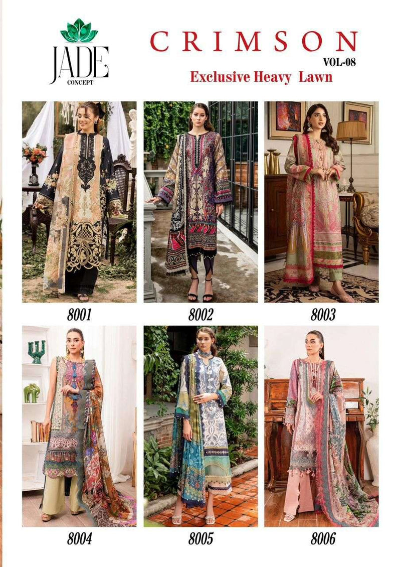 Jade Crimson Exclusive Heavy Lawn Collection Vol 8 Lawn Cotton Karachi Print Designer Salwar Suit