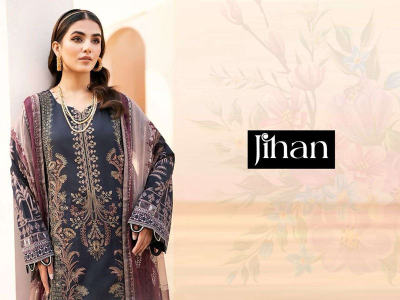 Jihaan Design No 3374 Lawn Cotton Heavy Self Embroidery Salwar Suit