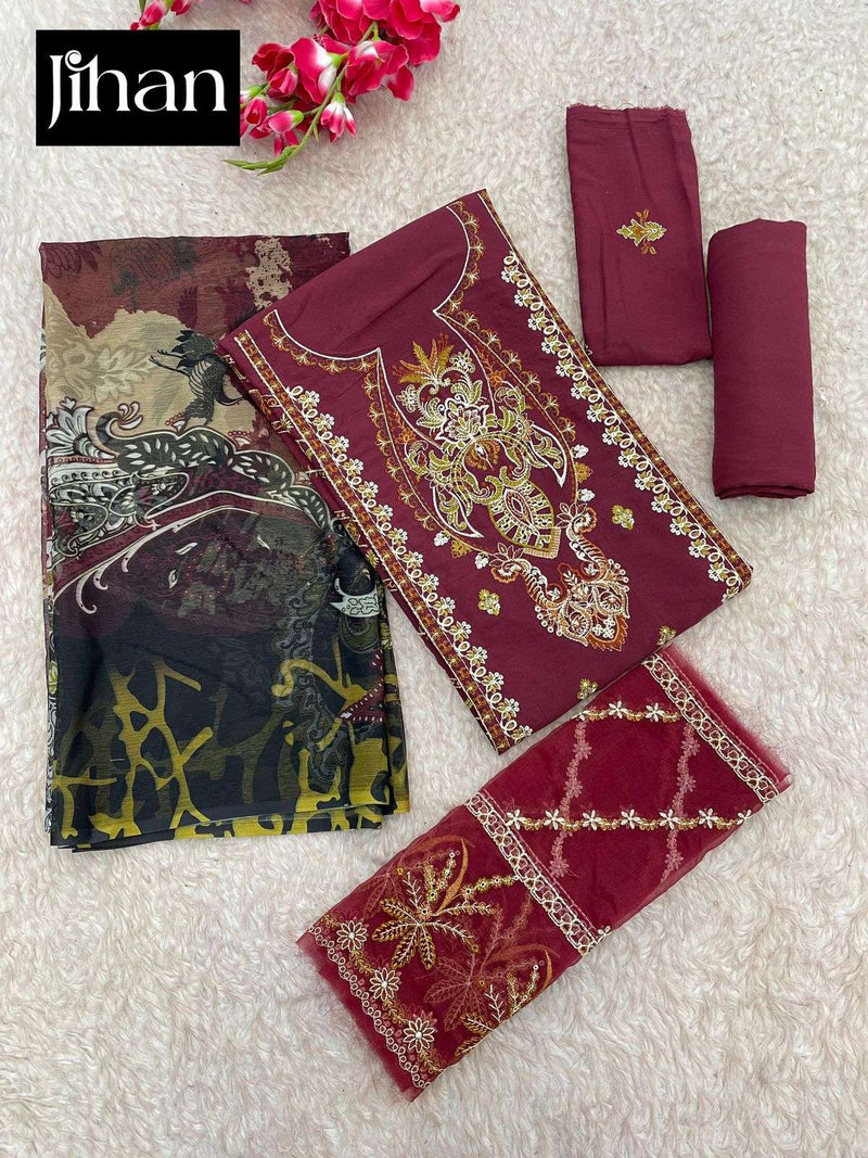 Jihan Design No 3462 Rayon Heavy Self Embroidery Salwar Suit