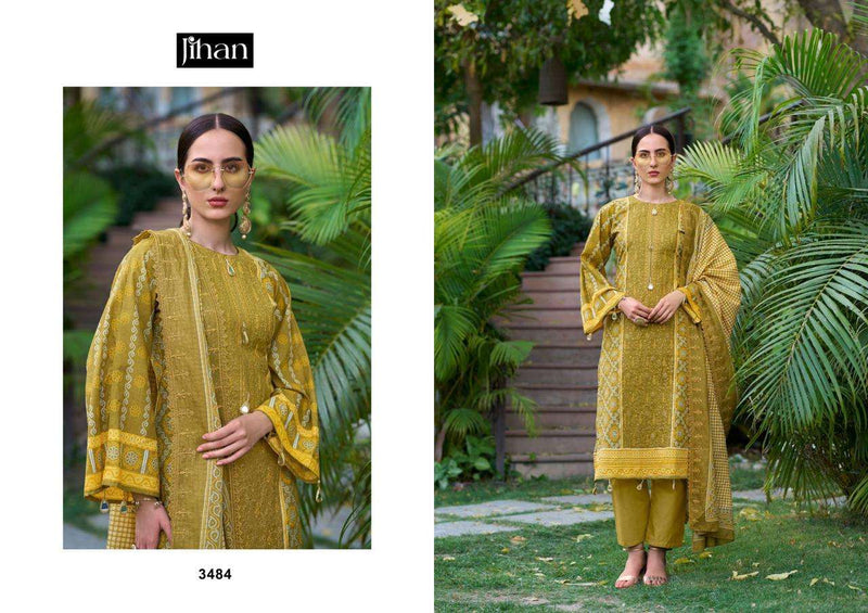 Jihan Bin Saeed Lawn Collection Vol 12 Lawn Cotton Semi Stitched Salwar Kameez