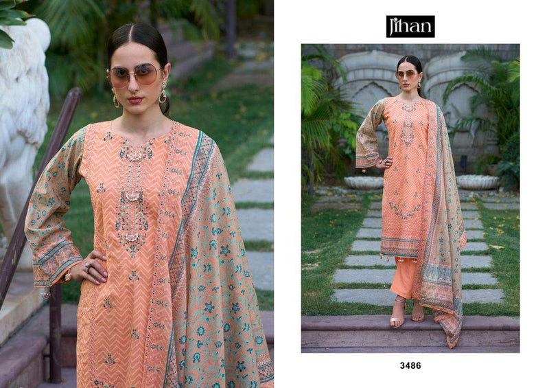 Jihan Bin Saeed Lawn Collection Vol 12 Lawn Cotton Semi Stitched Salwar Kameez