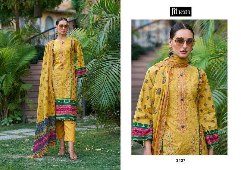 Jihan Bin Saeed Lawn Collection Vol 12 Lawn Cotton Semi Stitched Salwar Kameez