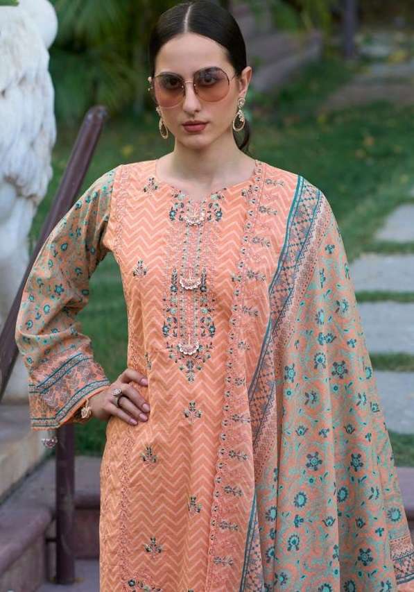 Jihan Bin Saeed Lawn Collection Vol 12 Lawn Cotton Semi Stitched Salwar Kameez