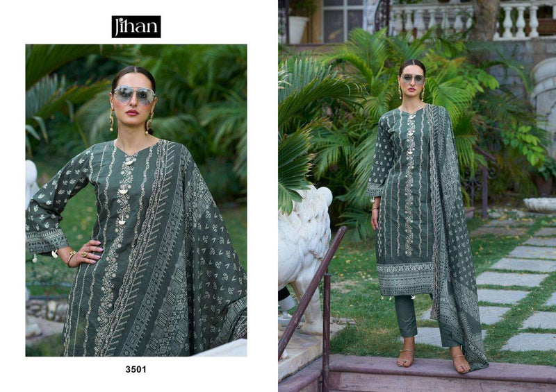 Jihan Bin Saeed Lawn Collection Vol 12 Lawn Cotton Semi Stitched Salwar Kameez