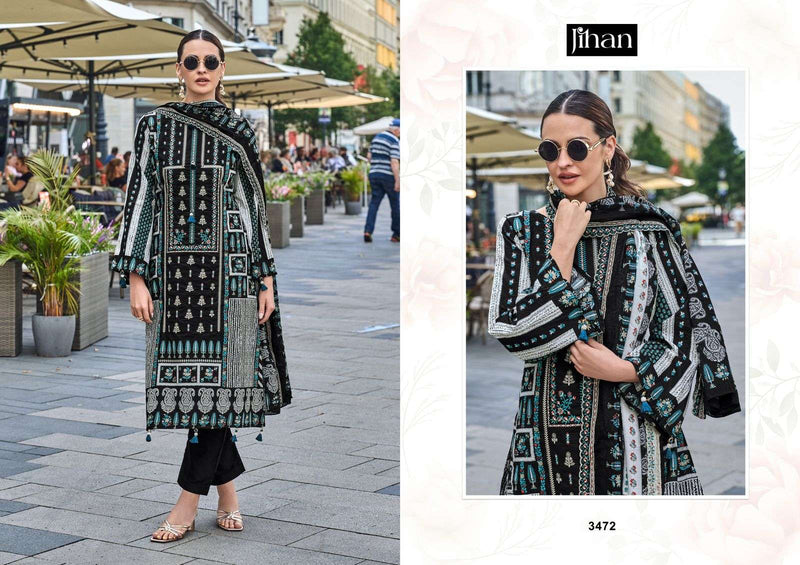 jihan Bin Saeedlawn Collection Vol 1 Lawn Cotton Print Heavy Self Embrodery Work Salwar Kameez