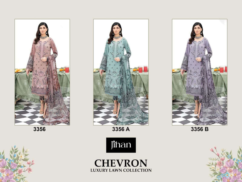 Jihan Design No 3356 Lawn Cotton Heavy Self Embroidery Fancy Salwar Kameez