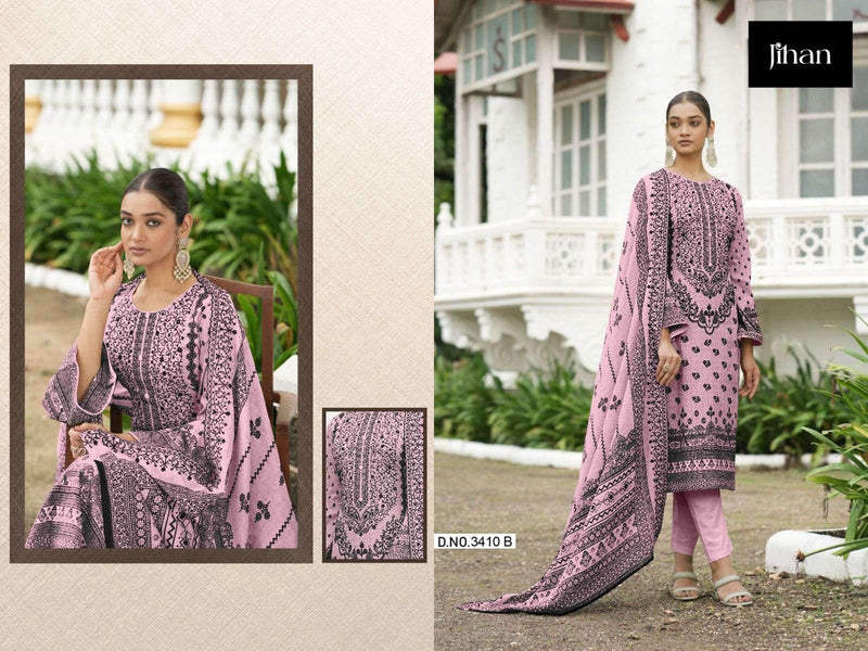 Jihan Present Bin Saeed Design No 3410 Lawn Print Heavy Self Embrodery Fancy Salwar Suit