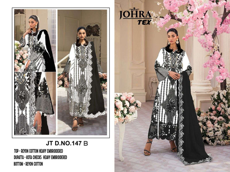 Johra Tex Design No Jt 147 B Rayon Cotton  Heavy Embroidered Fancy Suit