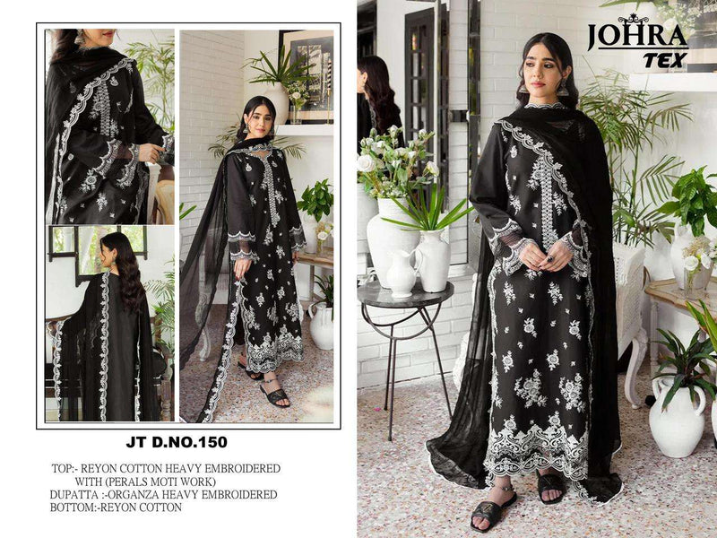 Johra Tex Design No Jt 150 Rayon Cotton Heavy Embroidered Fancy Suit