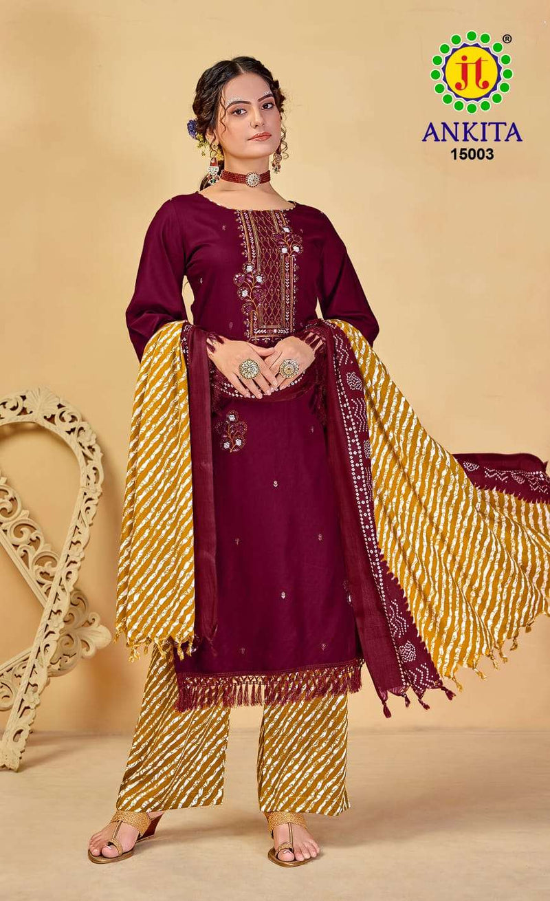 J T Ankita Vol 15 Rayon With Sequence Embroidery Work Unstitched Salwar Kameez For Daily Wear