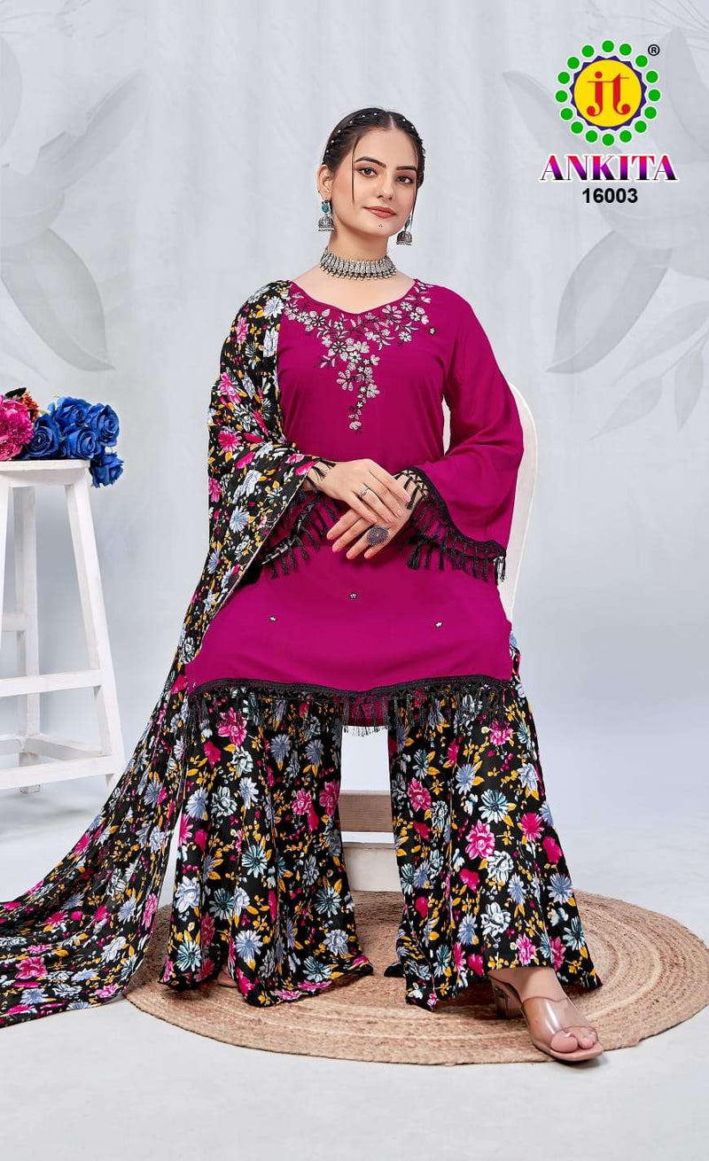 J T Ankita Vol 16 Rayon Neck Work Beautiful Casual Wear Salwar Suit